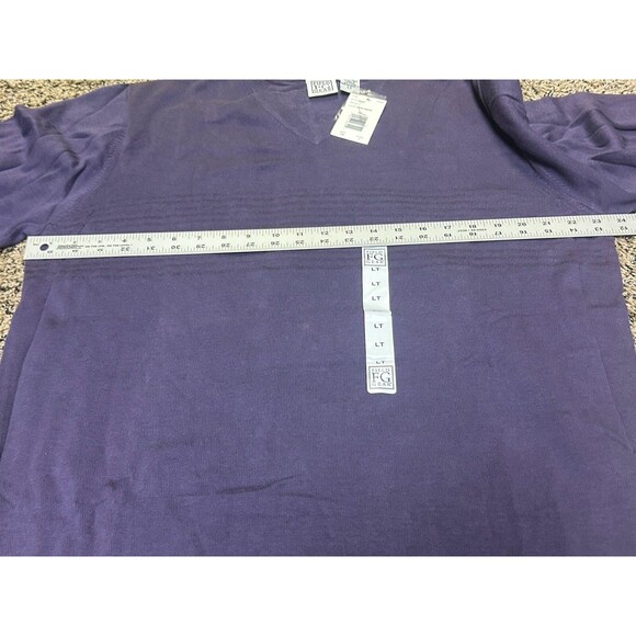 Field Gear V-Neck Sweater Purple LT  w/Chest‎ Stripe Long Sleeve Pullover - Picture 6 of 7